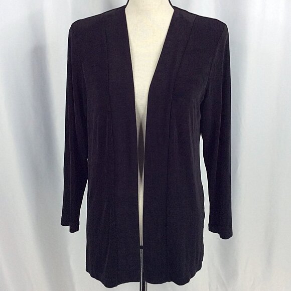 Picadilly Fashions Open Cardigan Sweater Women Small Black Slinky Acetate Travel - Picture 1 of 10
